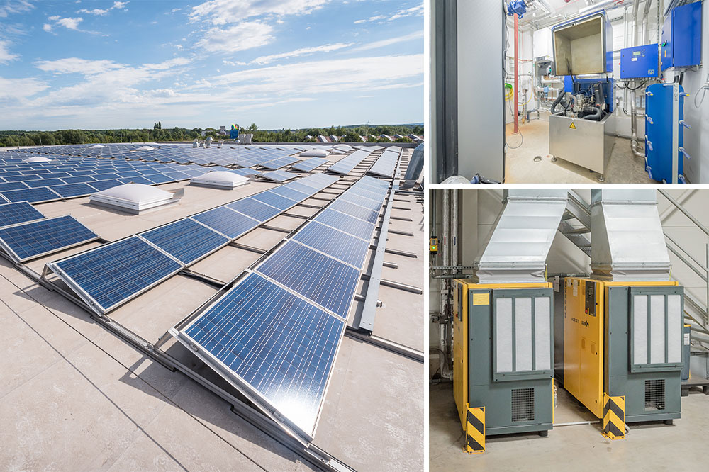 Energiegewinnung bei Oeding print durch Photovoltaik, Blockheizkraftwerk und Abwärmenutzung