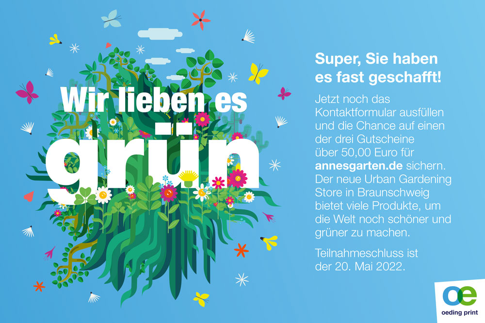 Frühjahrsmailing: "Wir lieben es grün"-Verlosung von oeding print