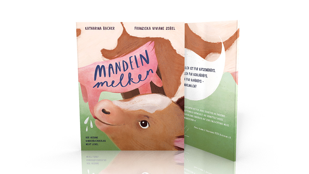 Cover des Kinderbuchs "Mandeln melken" aus dem Next Level Kinderbuchverlag