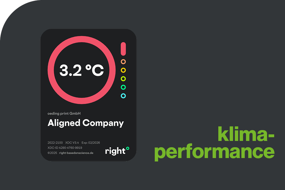 Grafik mit der Klimaperformance der Oeding Print in Grad Celsius